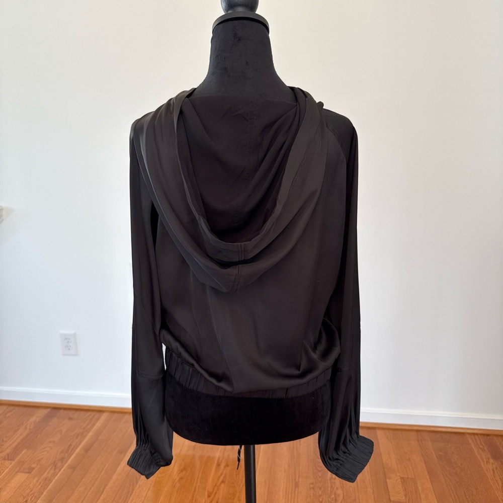Carbon38 Black Satin Women's Hoodie - Picture 3 of 5